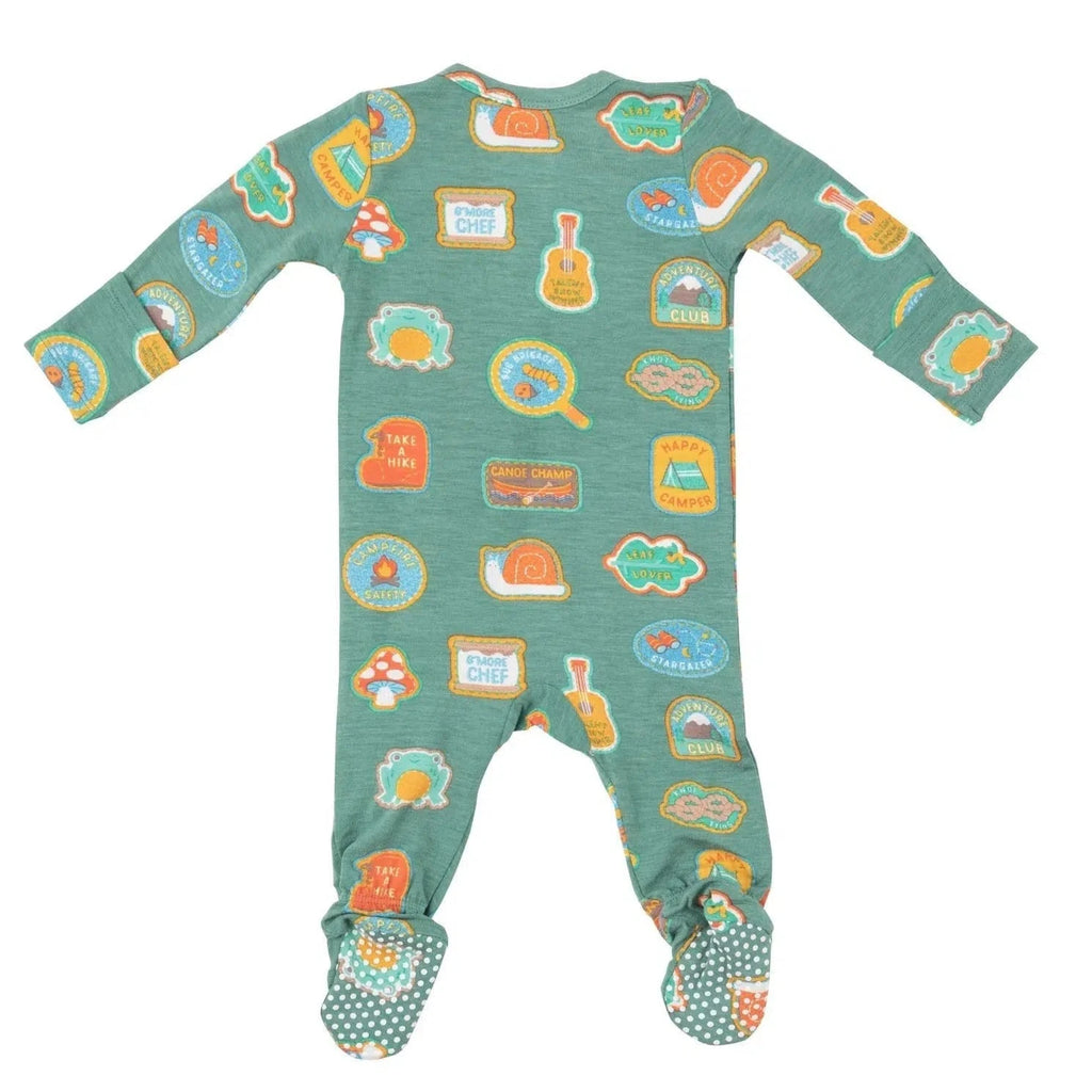 Angel Dear - Bamboo Zipper Footie - Camp Patches-Footies + Rompers (Basic)-Newborn-Posh Baby