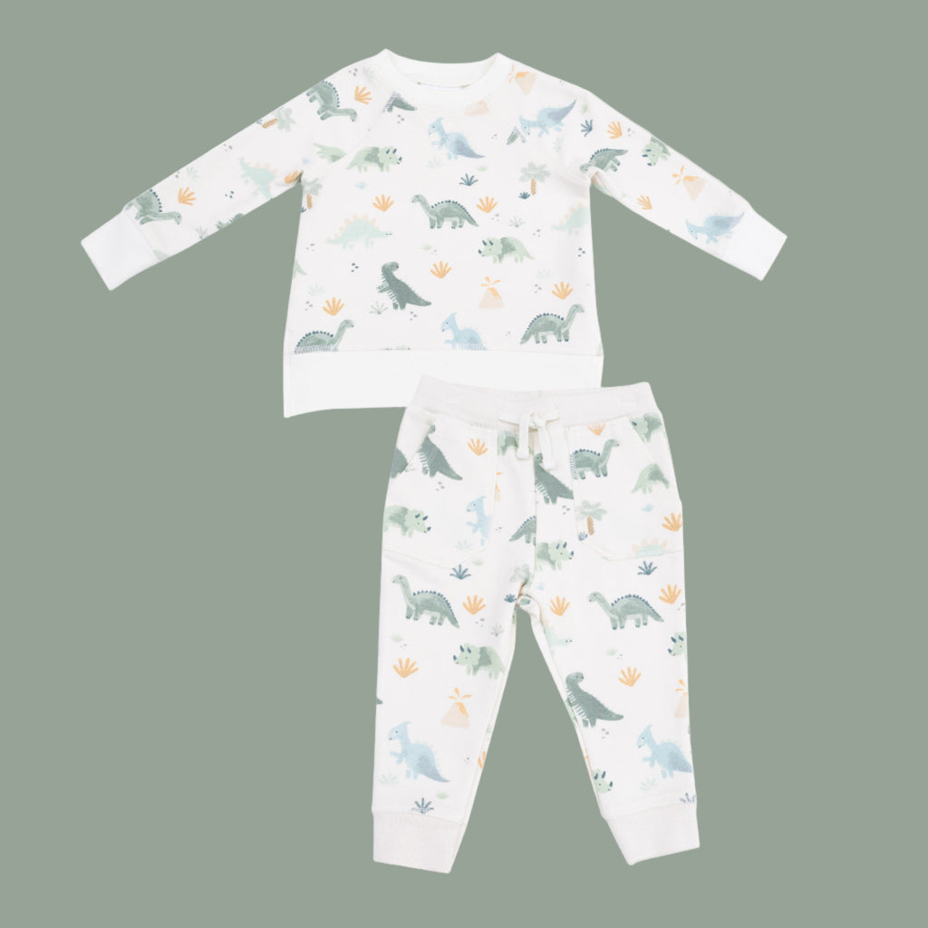 Angel Dear - French Terry Raglan Sweatshirt + Jogger Set - Soft Dinos-Sets-6-12M-Posh Baby