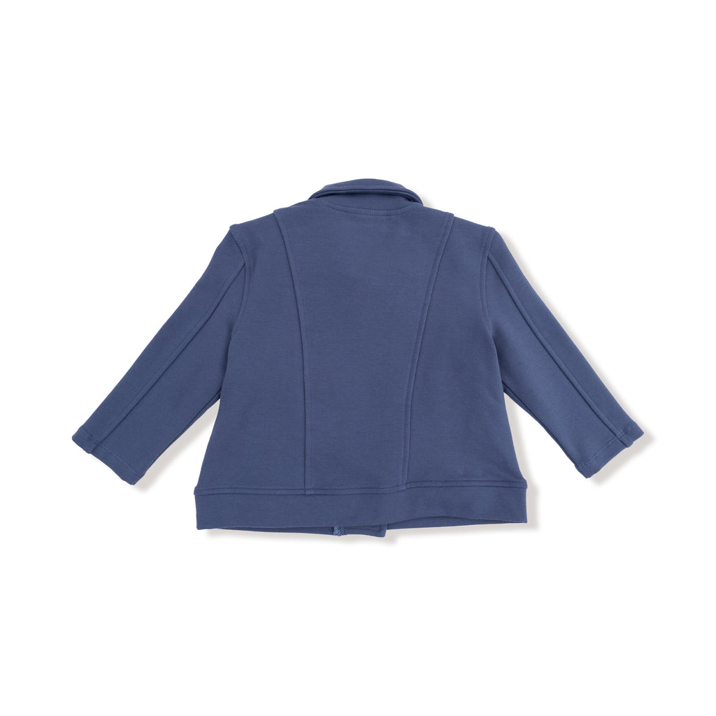 Angel Dear - French Terry Vintage Motorcycle Jacket - Indigo-Sweaters + Cardigans + Jackets-6-12M-Posh Baby