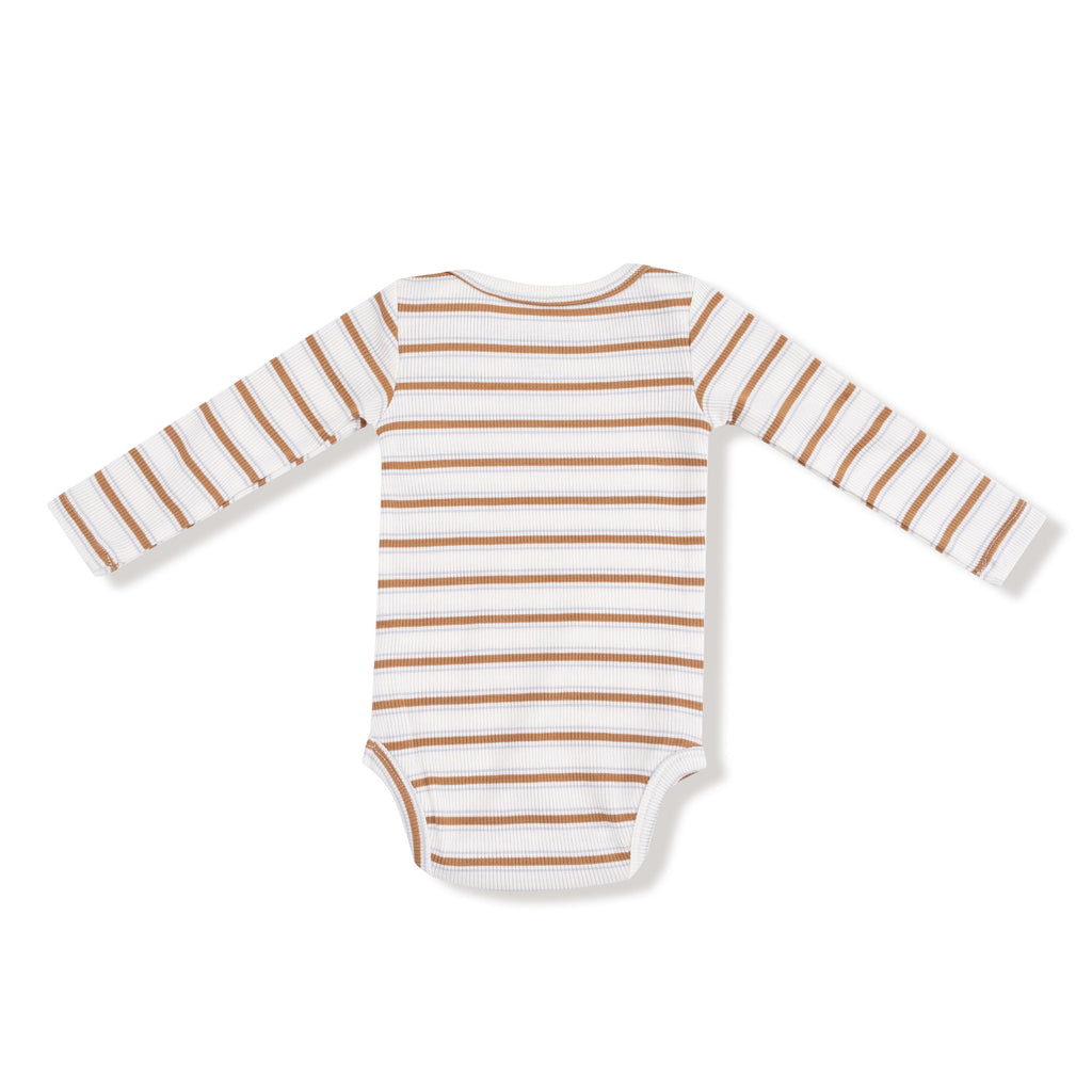 Angel Dear - Long Sleeve Ribbed Bodysuit - Vintage Stripe-Onesies-0-3M-Posh Baby