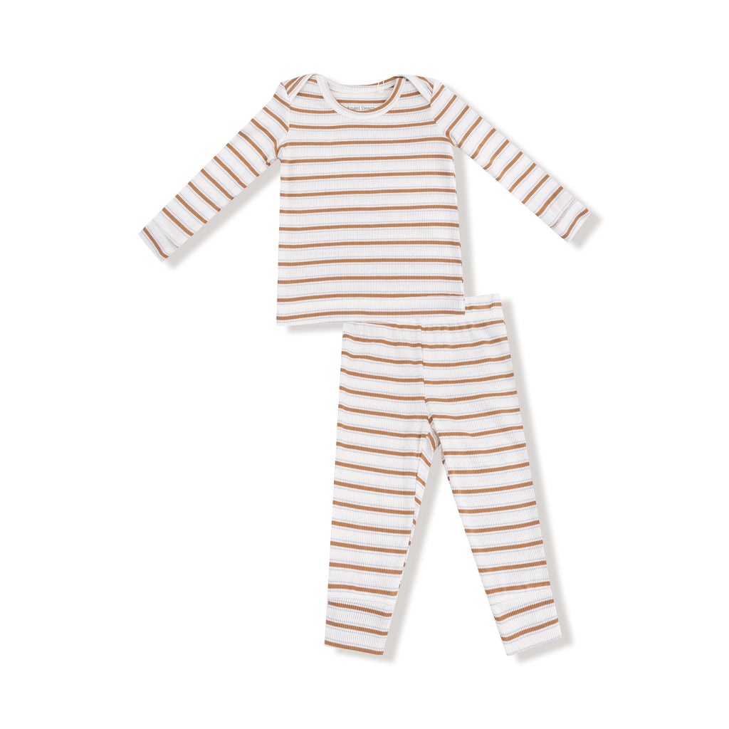 Angel Dear - Loungewear Set - Brown Vintage Stripe-Sets-6-12M-Posh Baby