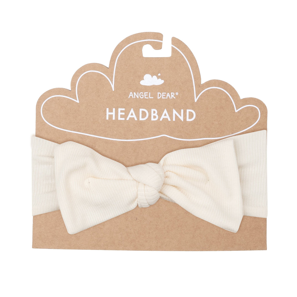 Angel Dear - Ribbed Bow Headband - Sugar Swizzle-Hair Accessories-0-12M-Posh Baby