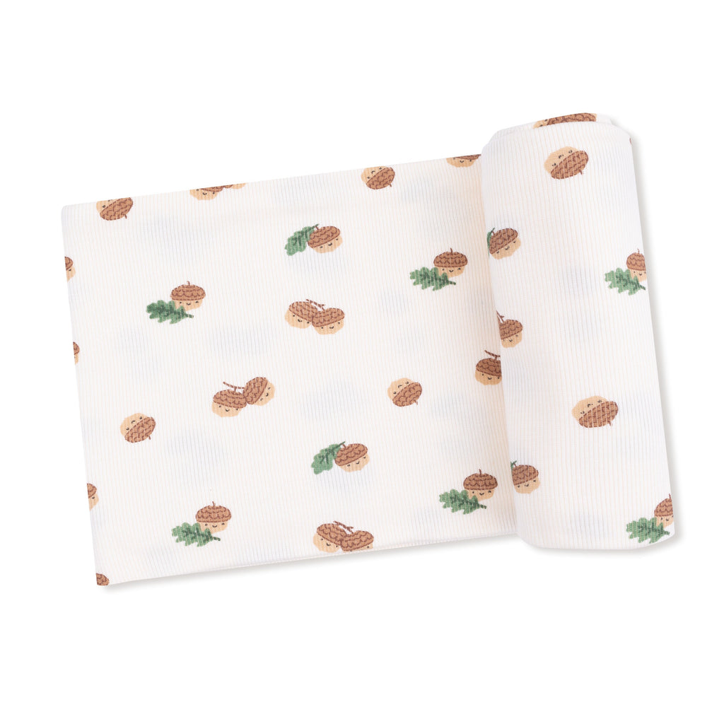 Angel Dear - Ribbed Modal Swaddle Blanket - Tiny Acorns-Swaddle Blankets-Posh Baby