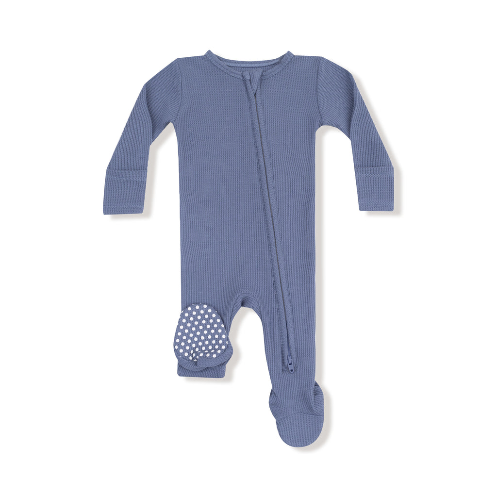 Angel Dear - Two-Way Waffle Zipper Footie - Wild Wind-Footies + Rompers (Basic)-Newborn-Posh Baby