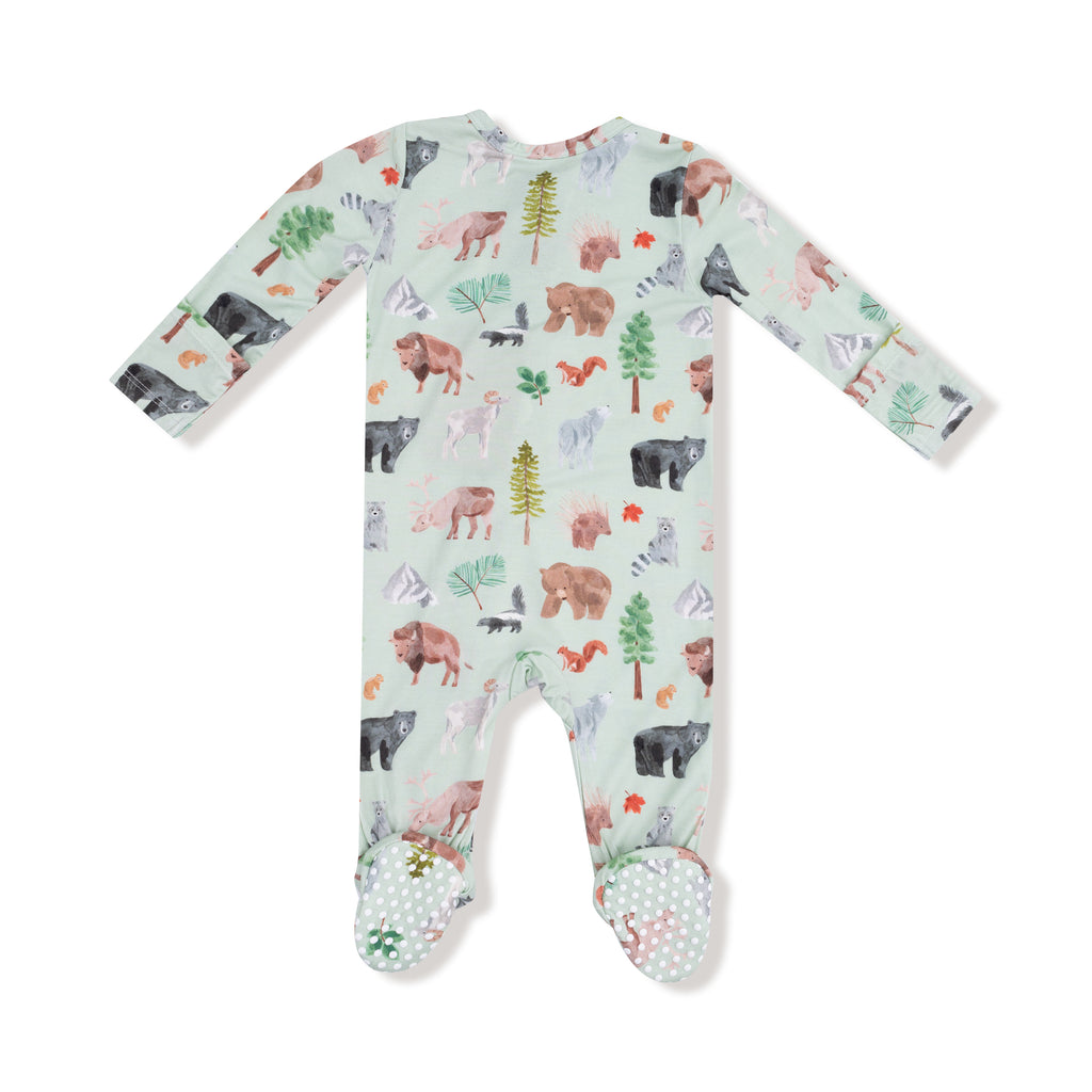 Angel Dear - Two-Way Zipper Footie - American Woodland Animals-Footies + Rompers (Basic)-Newborn-Posh Baby