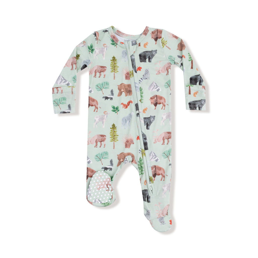 Angel Dear - Two-Way Zipper Footie - American Woodland Animals-Footies + Rompers (Basic)-Newborn-Posh Baby