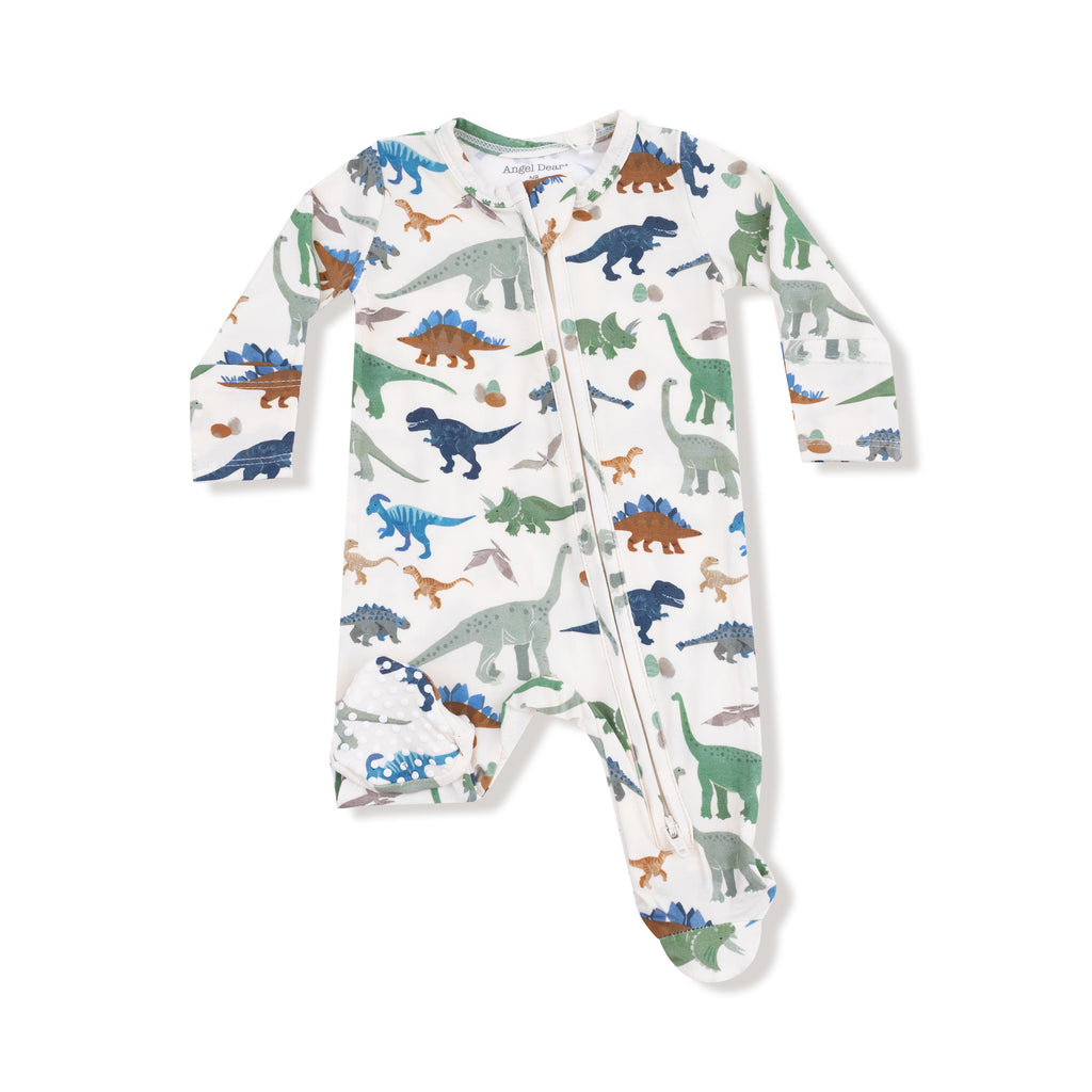 Angel Dear - Two-Way Zipper Footie - Washy Dinos-Footies + Rompers (Basic)-Newborn-Posh Baby
