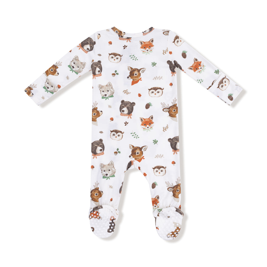 Angel Dear - Two-Way Zipper Footie - Woodland Animal Faces-Footies + Rompers (Basic)-Newborn-Posh Baby