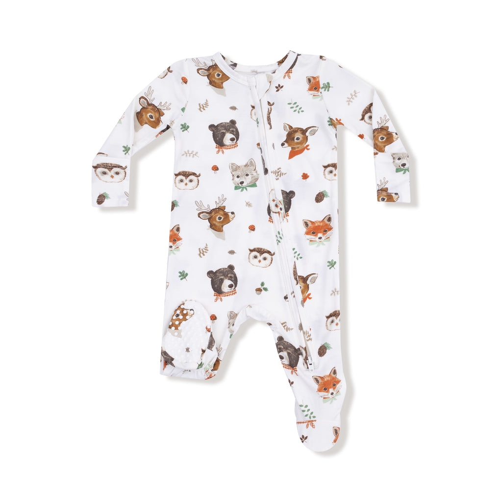 Angel Dear - Two-Way Zipper Footie - Woodland Animal Faces-Footies + Rompers (Basic)-Newborn-Posh Baby