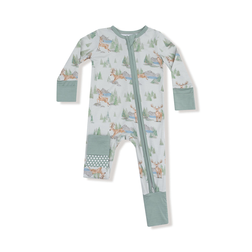 Angel Dear - Two-Way Zipper Romper - Buck Deer-Footies + Rompers (Basic)-0-3M-Posh Baby