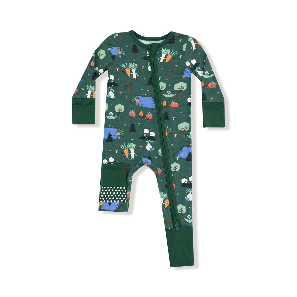 Angel Dear - Two-Way Zipper Romper - Camping Veggies-Footies + Rompers (Basic)-0-3M-Posh Baby