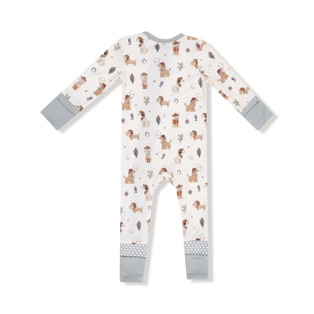 Angel Dear - Two-Way Zipper Romper - Cowboy Dogs-Footies + Rompers (Basic)-0-3M-Posh Baby