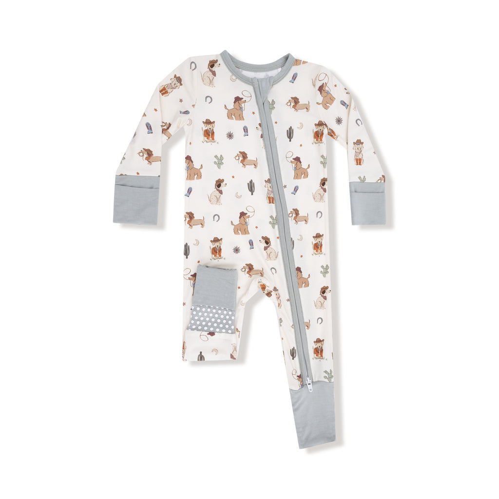 Angel Dear - Two-Way Zipper Romper - Cowboy Dogs-Footies + Rompers (Basic)-0-3M-Posh Baby