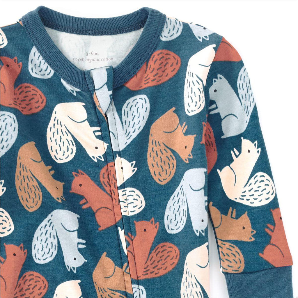 Apple Park - Organic Convertible Coverall - Squirrel Scurry-Footies + Rompers (Basic)-0-3M-Posh Baby