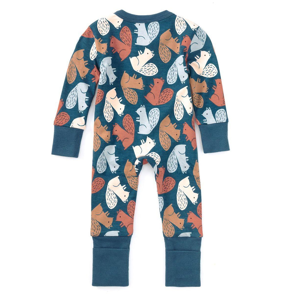 Apple Park - Organic Convertible Coverall - Squirrel Scurry-Footies + Rompers (Basic)-0-3M-Posh Baby