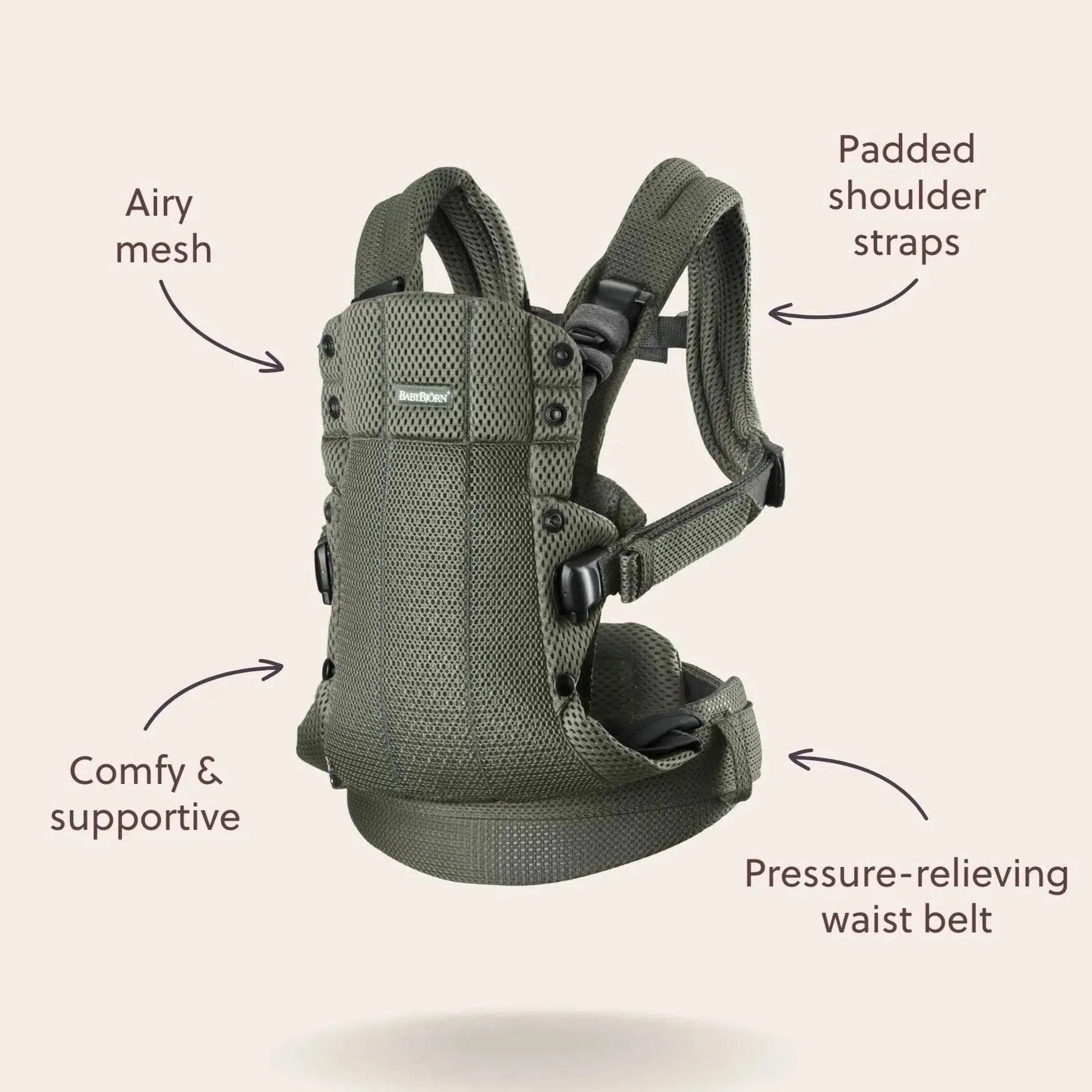 Baby Bjorn Baby Carrier Harmony Dark Green 3D Mesh only