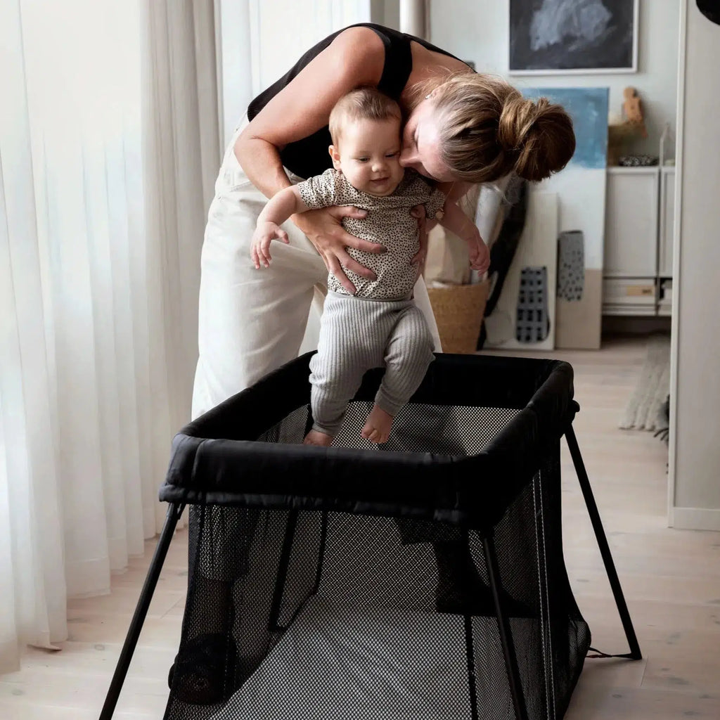 Baby Bjorn - Travel Crib Light - Black Mesh-Travel Beds + Play Yards-Posh Baby