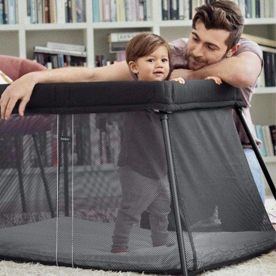 Baby Bjorn - Travel Crib Light - Black Mesh-Travel Beds + Play Yards-Posh Baby