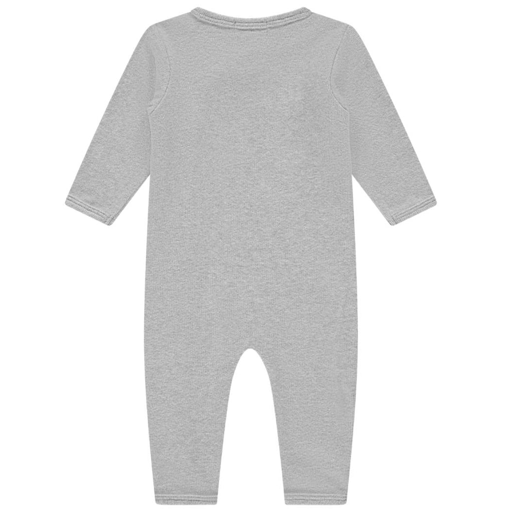 Babyface - Button Down Romper - Light Grey Melange-Footies + Rompers (Fashion)-0-3M-Posh Baby