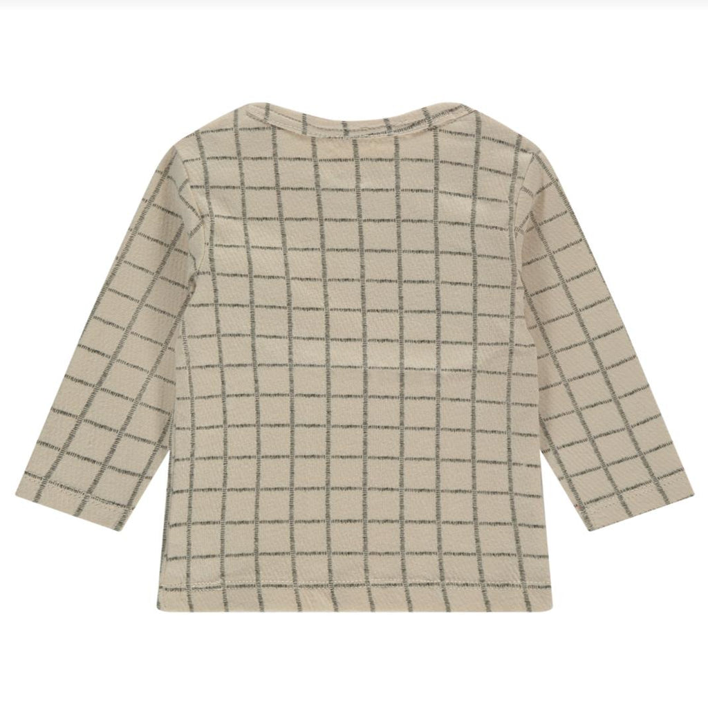 Babyface - Cotton Long Sleeve Tee - Tan Grid-Long Sleeves-3-6M-Posh Baby