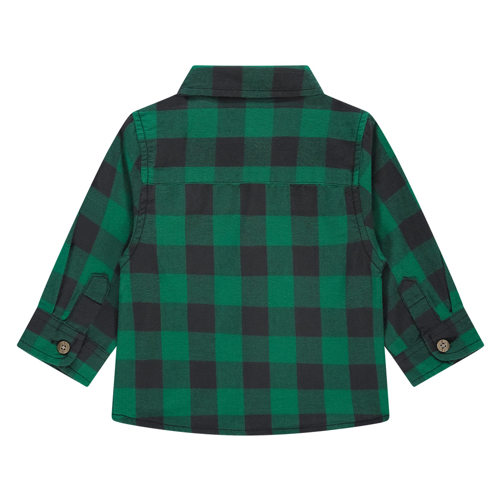 Babyface - Plaid Button Down - Green-Long Sleeves-3-6M-Posh Baby