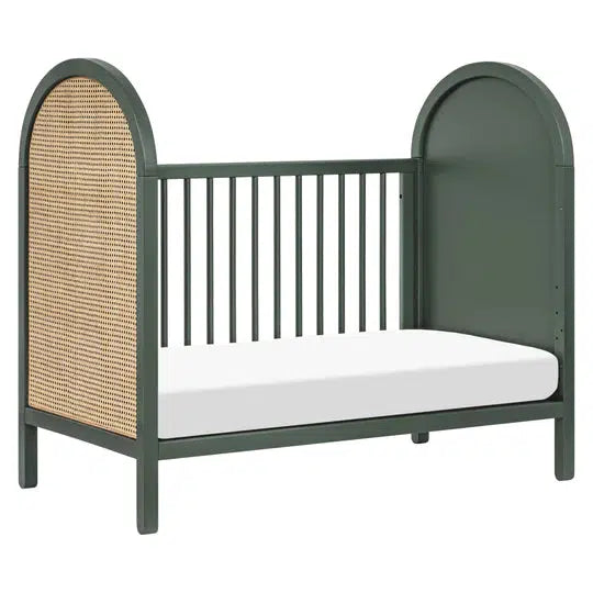 Babyletto - Bondi Cane - 3-in-1 Convertible Crib - Forest Green with Natural Cane-Cribs-Store Pickup in 2-5 Weeks-Posh Baby
