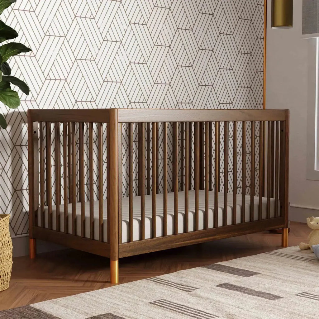 Babyletto - Gelato 4-in-1 Convertible Crib - Natural Walnut + Gold Feet-Cribs-Posh Baby