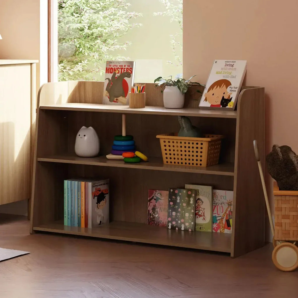 Babyletto Kids - Melo Montessori-Inspired Bookcase - Natural Walnut-Storage + Shelving-Posh Baby