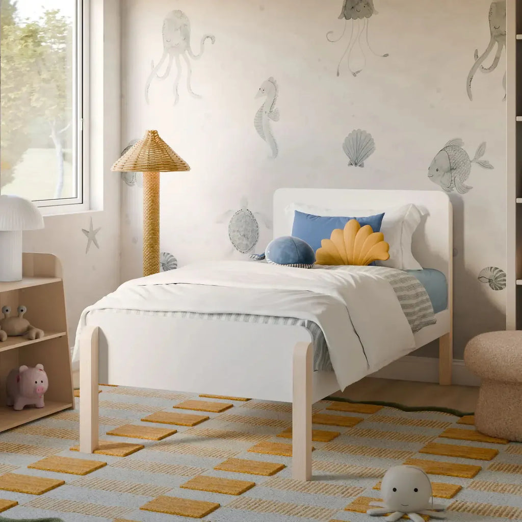 Babyletto Kids - TipToe Twin Bed - White + Washed Natural-Twin Beds-Posh Baby