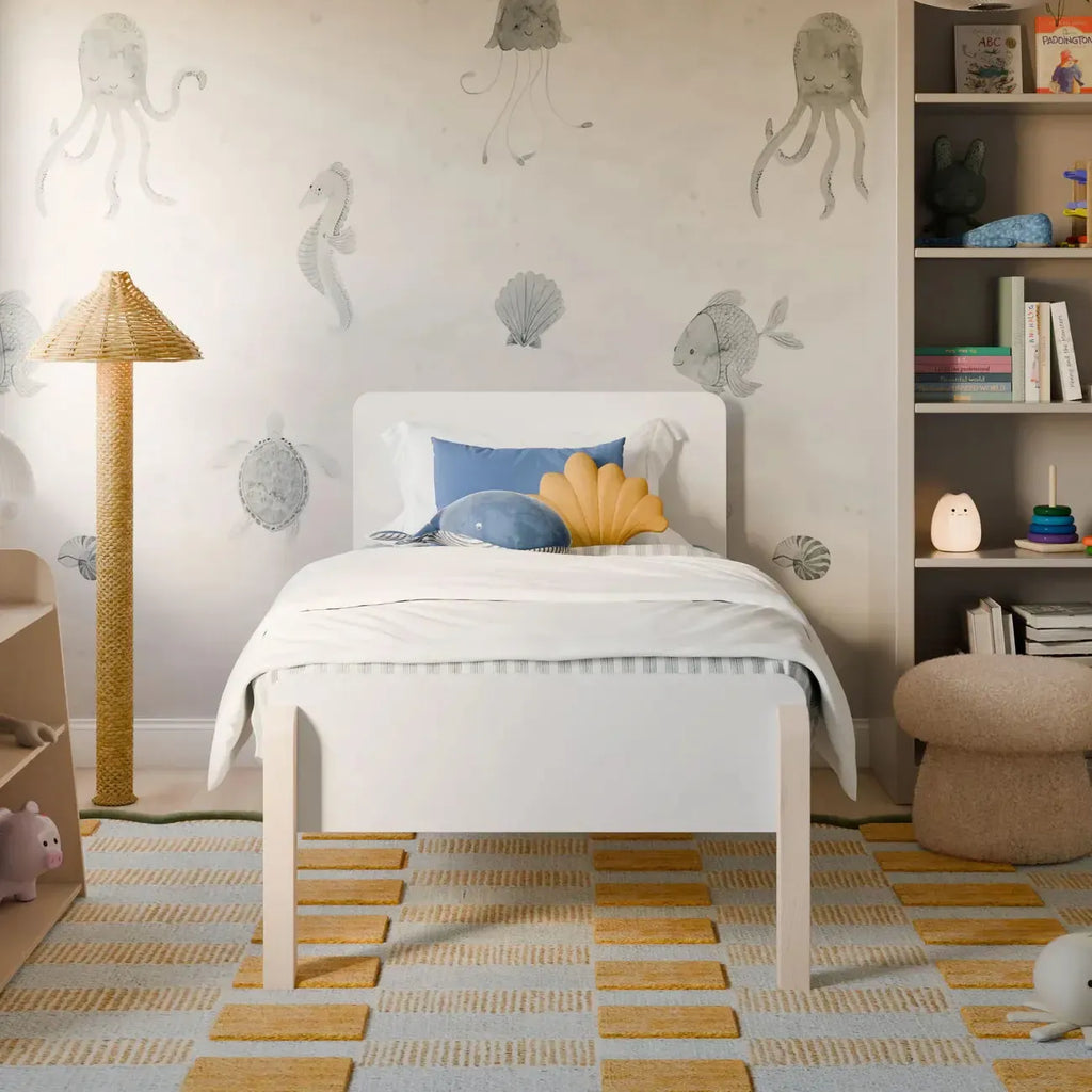 Babyletto Kids - TipToe Twin Bed - White + Washed Natural-Twin Beds-Posh Baby