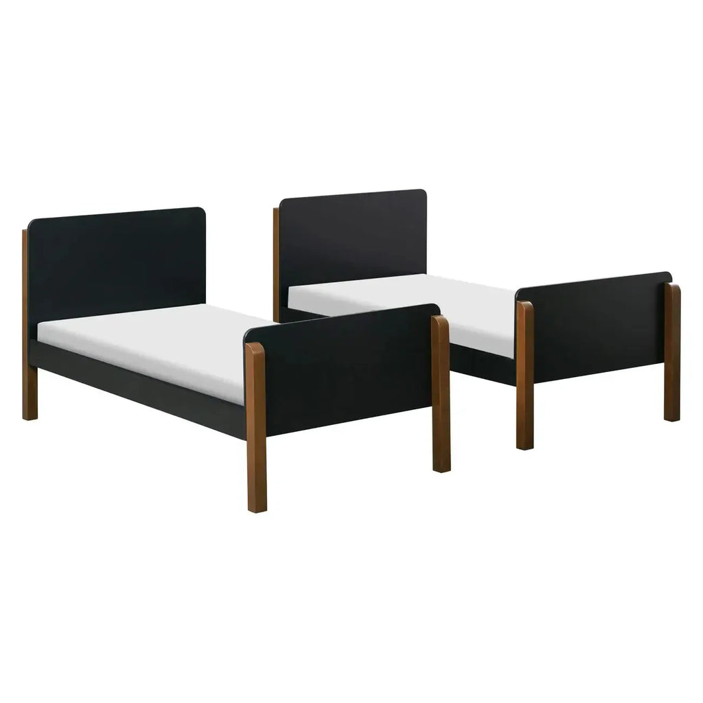 Babyletto Kids - TipToe Twin Convertible Bunk Bed - Black + Natural Walnut-Bunk Beds-Posh Baby