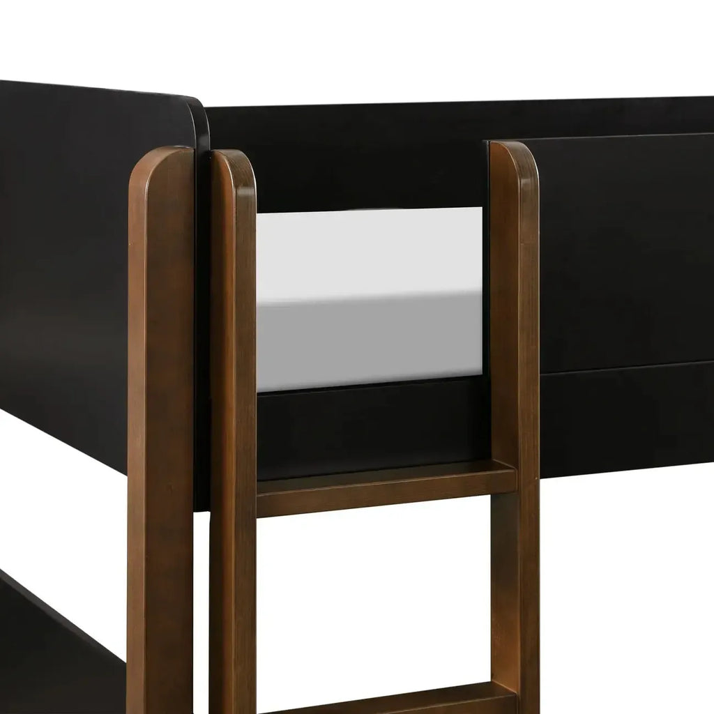 Babyletto Kids - TipToe Twin Convertible Bunk Bed - Black + Natural Walnut-Bunk Beds-Posh Baby
