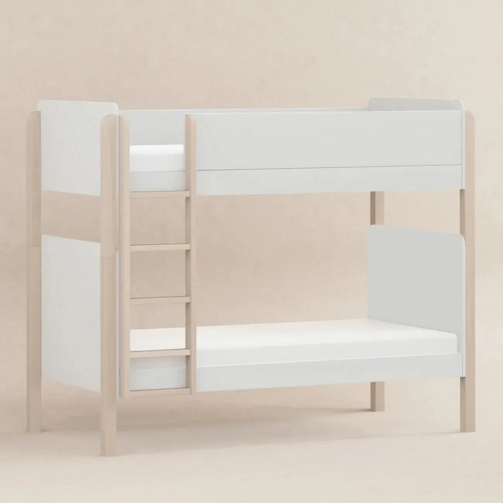 Babyletto Kids - TipToe Twin Convertible Bunk Bed - White + Washed Natural-Bunk Beds-Posh Baby