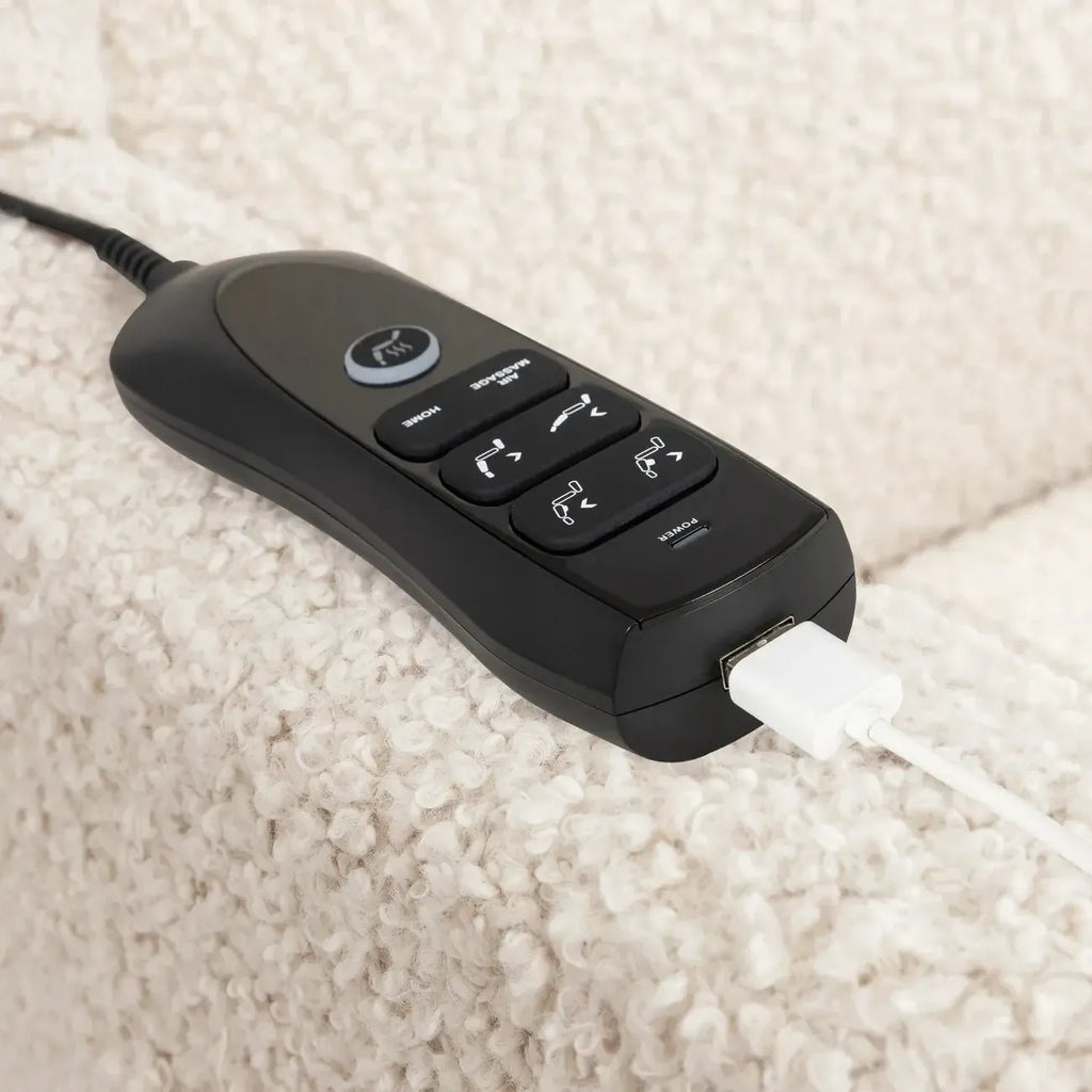 Babyletto - Kiwi Deluxe Heat + Massage Power Recliner w/Adjustable Headrest - Almond Teddy Loop-Chairs-Posh Baby