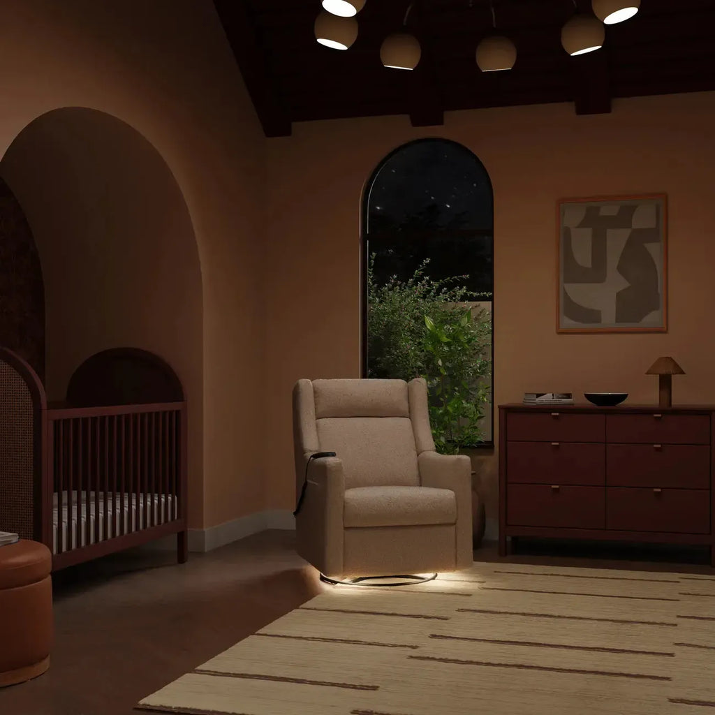 Babyletto - Kiwi Deluxe Heat + Massage Power Recliner w/Adjustable Headrest - Chai Shearling-Chairs-Posh Baby