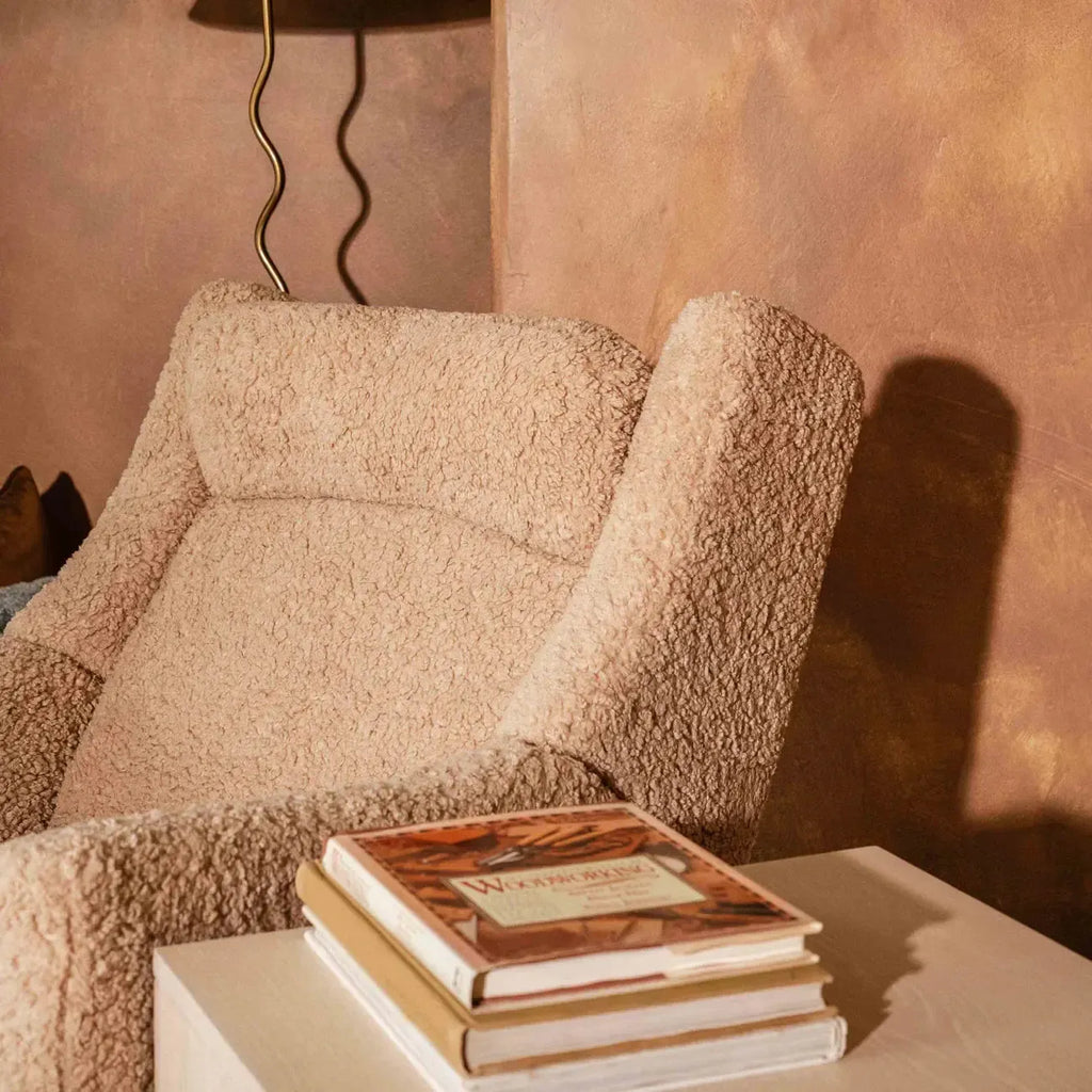 Babyletto - Kiwi Deluxe Heat + Massage Power Recliner w/Adjustable Headrest - Chai Shearling-Chairs-Posh Baby