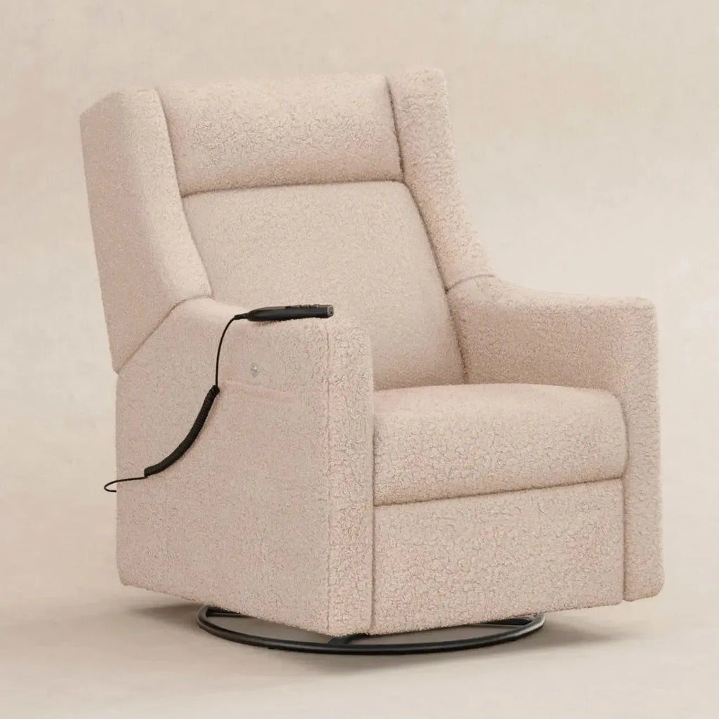 Babyletto - Kiwi Deluxe Heat + Massage Power Recliner w/Adjustable Headrest - Chai Shearling-Chairs-Posh Baby