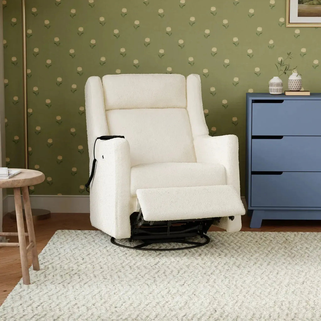 Babyletto - Kiwi Deluxe Heat + Massage Power Recliner w/Adjustable Headrest - Ivory Boucle-Chairs-Posh Baby