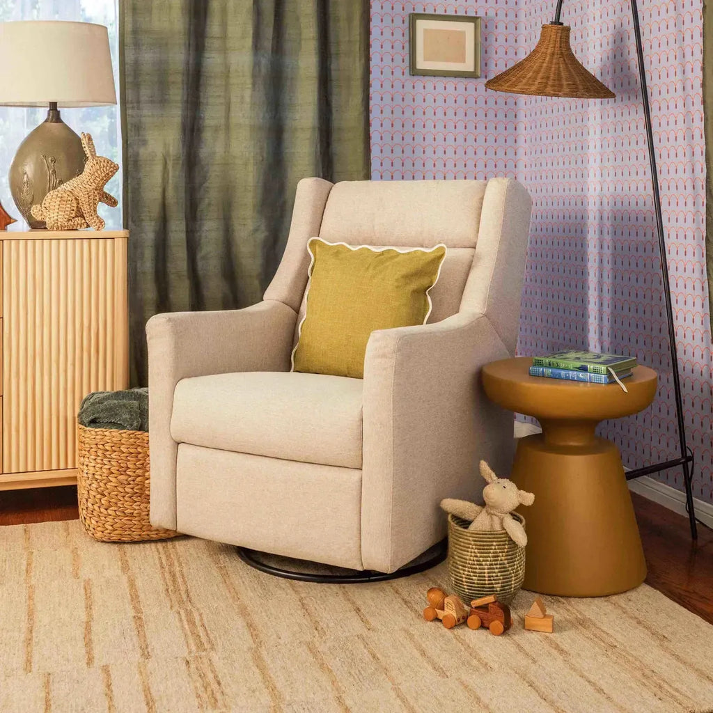 Babyletto - Kiwi Deluxe Heat + Massage Power Recliner w/Adjustable Headrest - Performance Beach Eco-Weave-Chairs-Posh Baby