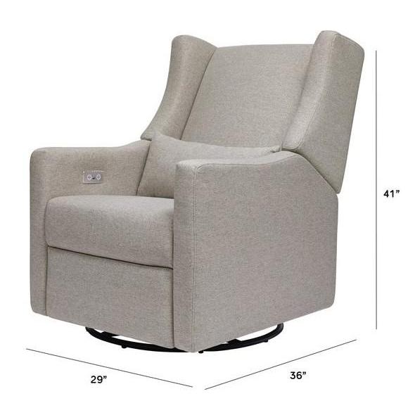 Babyletto - Kiwi Electronic Glider + Recliner - Grey Eco-Weave Performance Fabric-Chairs-Store Pickup - IN STOCK NOW-Posh Baby