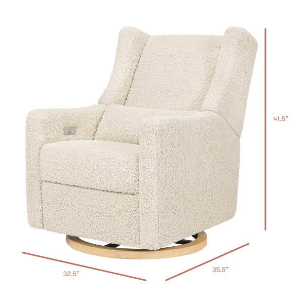 Babyletto - Kiwi Electronic Glider + Recliner - Luxe Almond Teddy Loop with Light Wood Base-Chairs-Store Pickup in 2-5 Weeks / POST RESTOCK DATE - Early May-Posh Baby