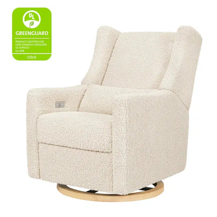 Babyletto - Kiwi Electronic Glider + Recliner - Luxe Almond Teddy Loop with Light Wood Base-Chairs-Posh Baby
