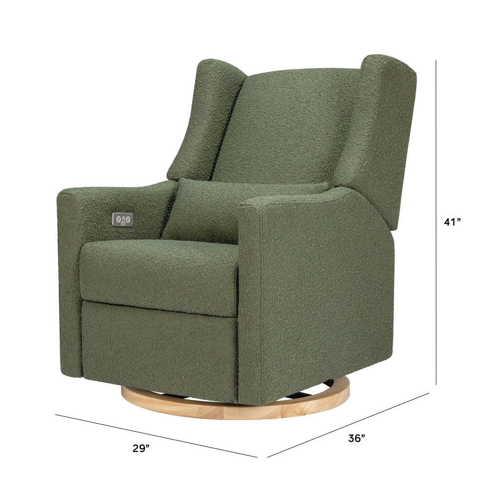 Babyletto - Kiwi Electronic Glider + Recliner - Luxe Olive Boucle with Light Wood Base-Chairs-Store Pickup in 2-5 Weeks-Posh Baby