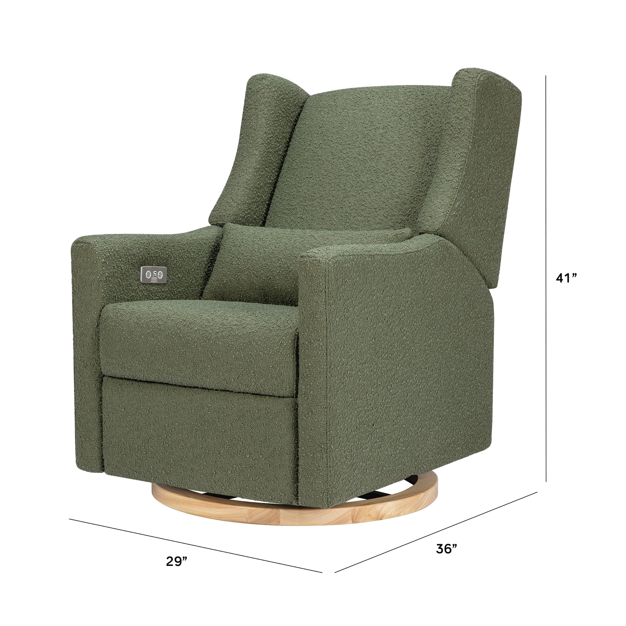 Babyletto Kiwi Electronic Glider Recliner Luxe Olive Boucle