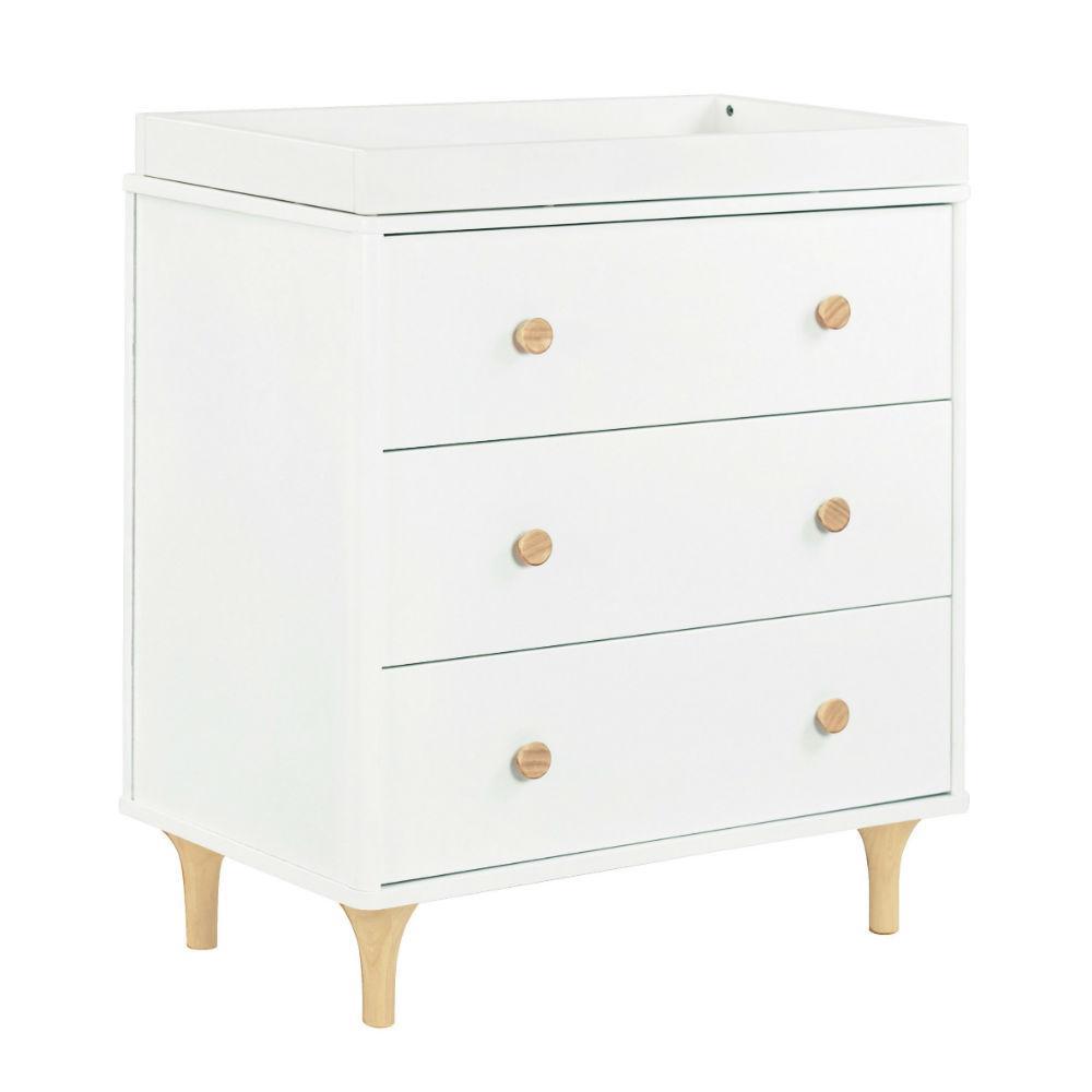 Babyletto - Lolly 3-Drawer Changer Dresser - White + Natural-Dressers + Changing Tables-Store Pickup in 2-5 Weeks / POST RESTOCK DATE - Ships Early July-Posh Baby