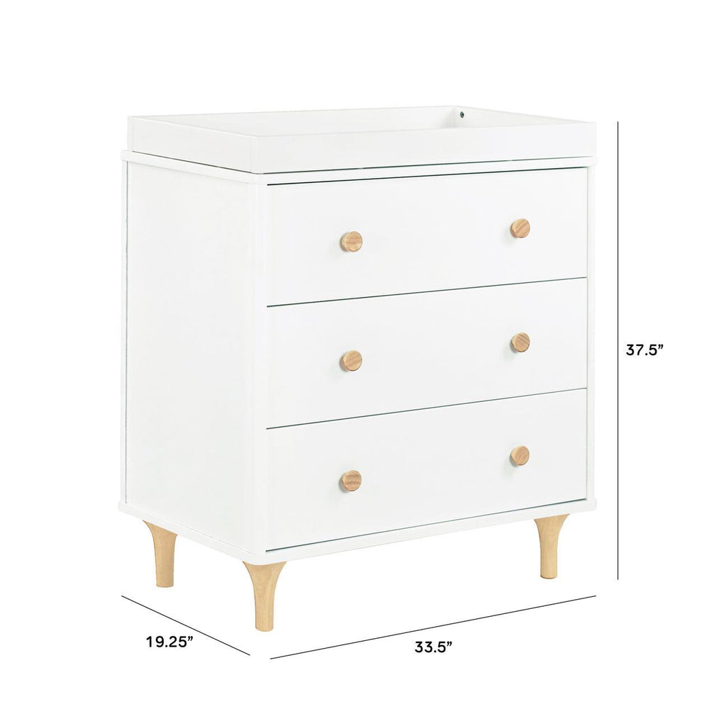 Babyletto - Lolly 3-Drawer Changer Dresser - White + Natural-Dressers + Changing Tables-Store Pickup in 2-5 Weeks / POST RESTOCK DATE - Ships Early July-Posh Baby
