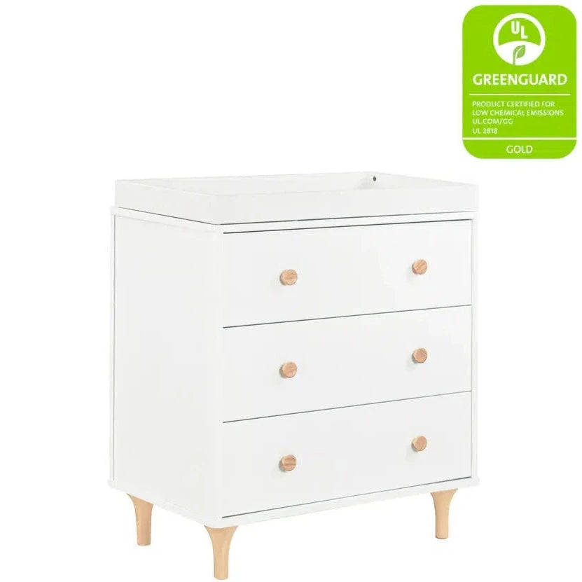 Babyletto - Lolly 3-Drawer Changer Dresser - White + Natural-Dressers + Changing Tables-Store Pickup in 2-5 Weeks / POST RESTOCK DATE - Early May-Posh Baby