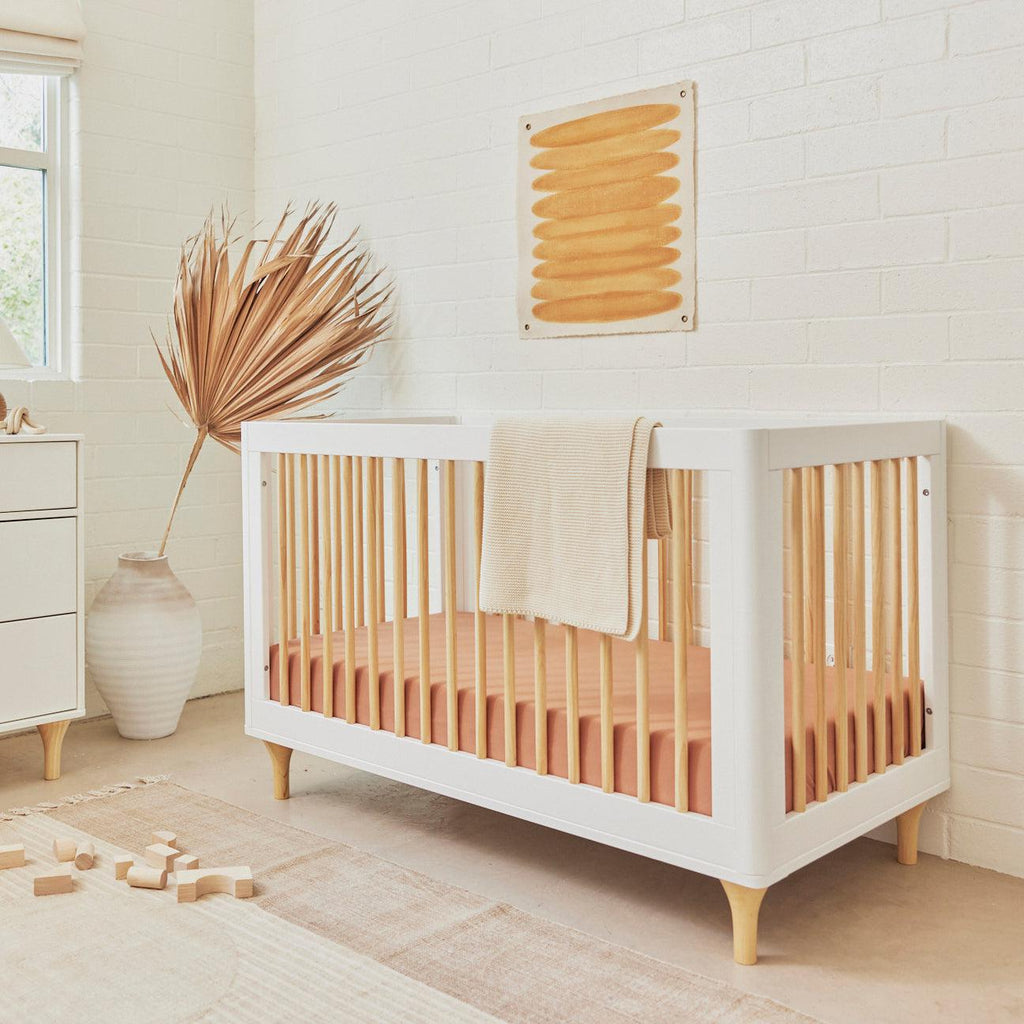 Babyletto - Lolly 3-in-1 Convertible Crib - White + Natural-Cribs-Store Pickup in 2-5 Weeks-Posh Baby