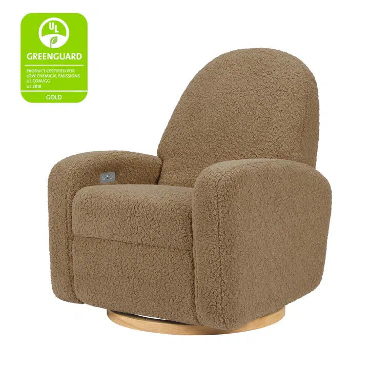 Babyletto - Nami Electronic Glider + Recliner - Luxe Cortado Shearling with Light Wood Base-Chairs-Store Pickup in 2-5 Weeks-Posh Baby
