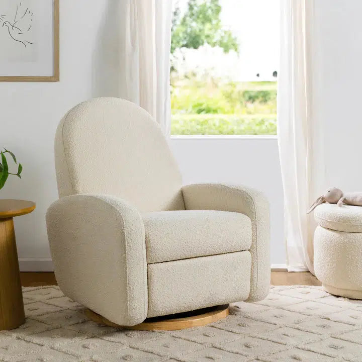 Babyletto - Nami Electronic Glider + Recliner - Luxe Ivory Boucle with Light Wood Base-Chairs-Store Pickup in 2-5 Weeks-Posh Baby